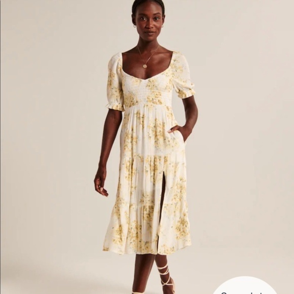 Abercrombie Floral Midi Dress with Leg Slit